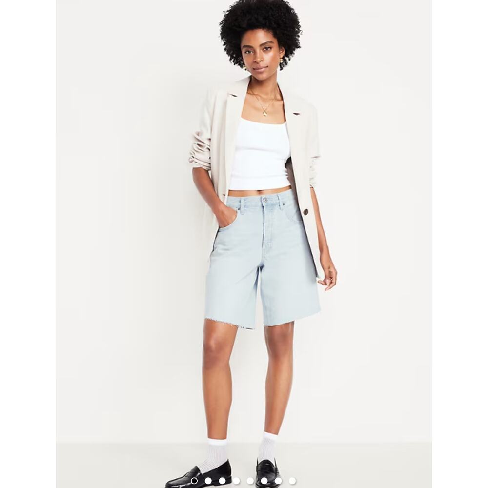 NWT Old Navy Mid Rise Baggy Cut‎ Off Jean Bermuda Dad Button Fly Shorts Sz 12